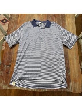 Peter Millar VTG Golf Polo Shirt Mens L Striped Mercerized Cotton Korea Slate